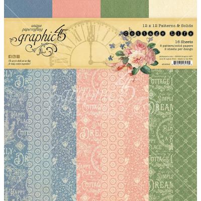Graphic 45 Cottage Life Designpapiere - Patterns & Solids Paper Pad